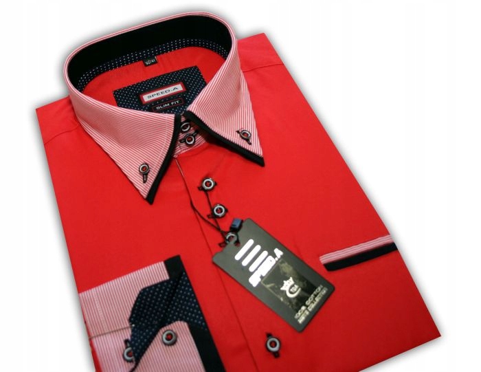 

Wm4 Koszula męska Czerwona Gładka slim fit 41/42