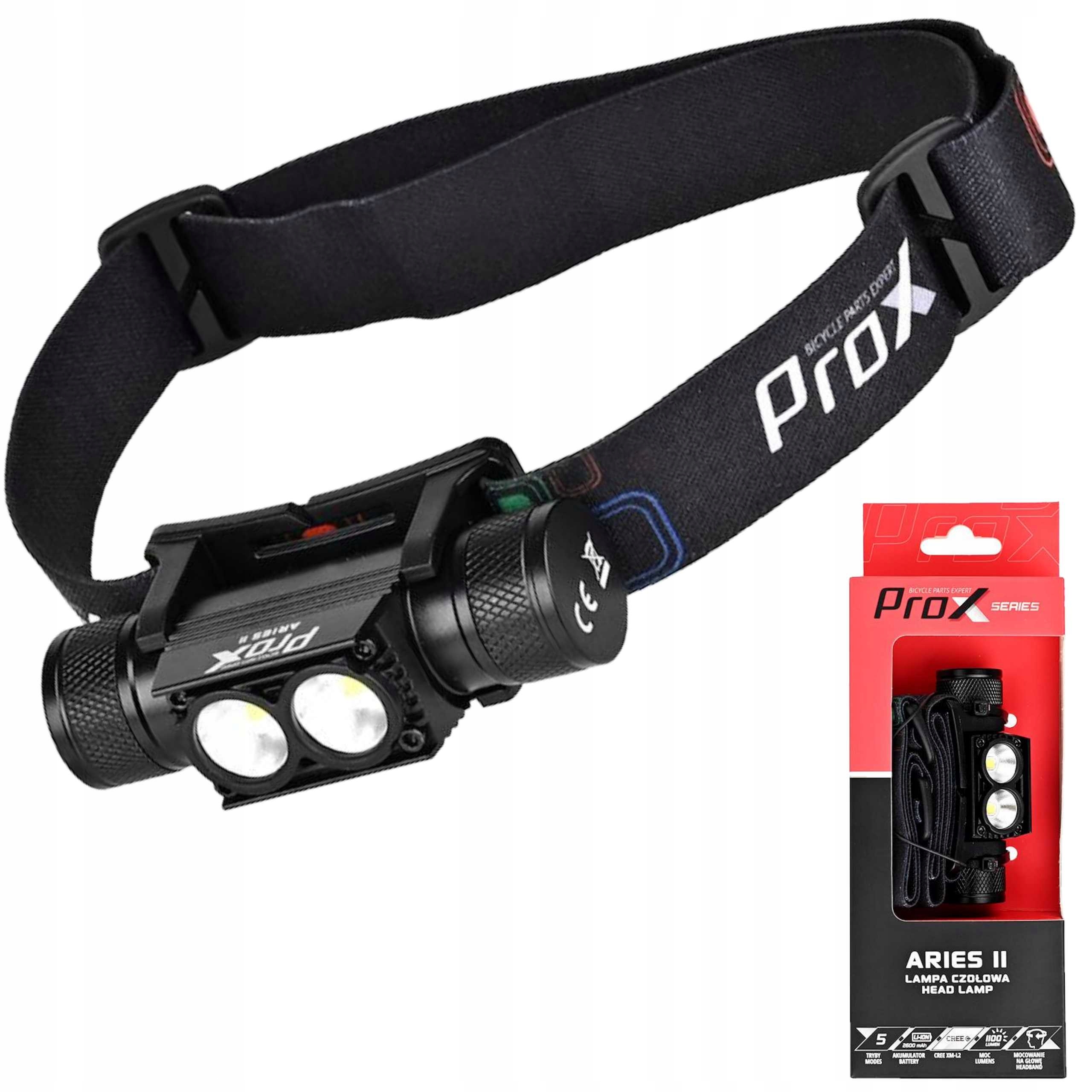 Prox Čelová lampa Aries II Cree XM-L2 1100 Lumenů Vodotěsná Čelovka