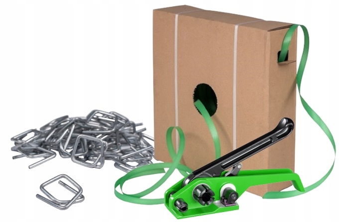 16MM ZESTAW TAŚMA PP ZIELONA ZAPINKI NAPINACZ16mm/