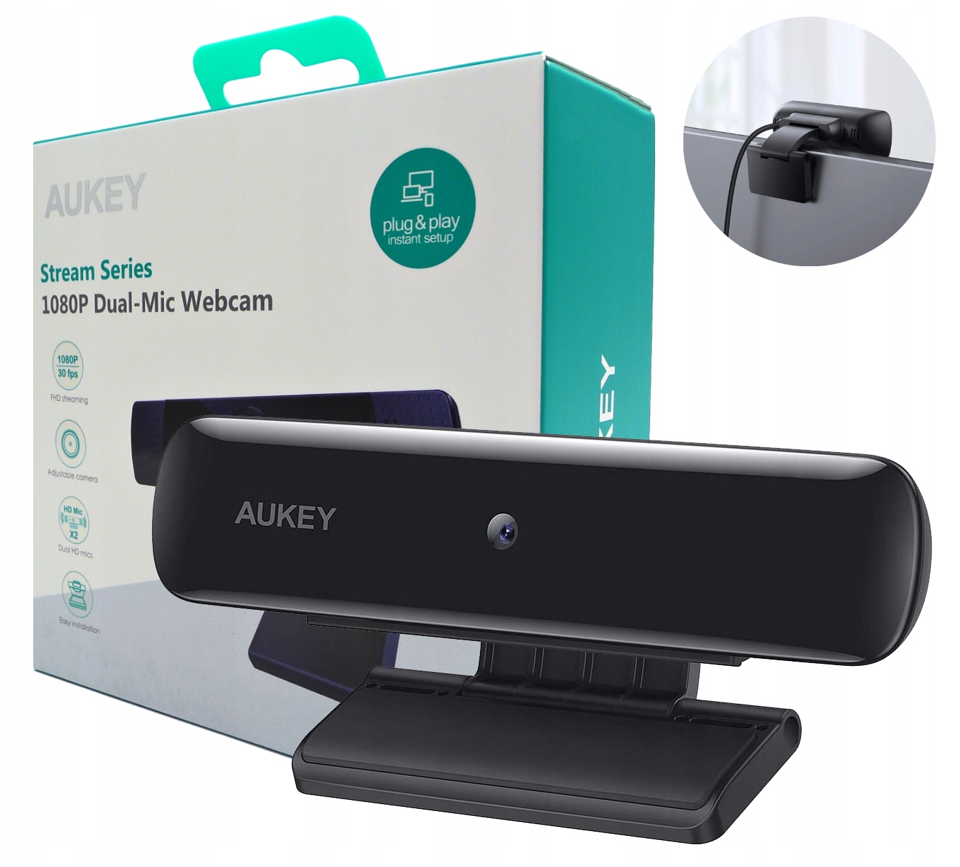 AUKEY PC-W1 Webkamera Full HD 1920x1080 1080p 30fps 2xmikrofony