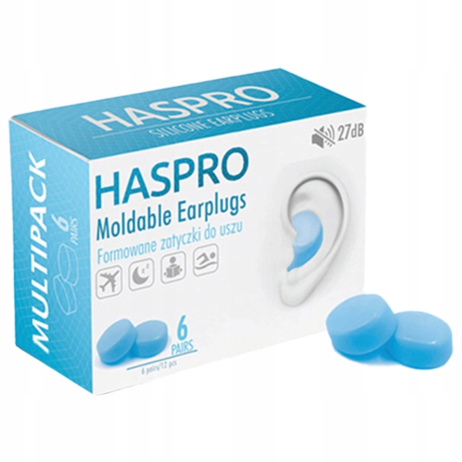 Špunty do uší Haspro Moldable Earplugs EPUM-2 6 párů modré