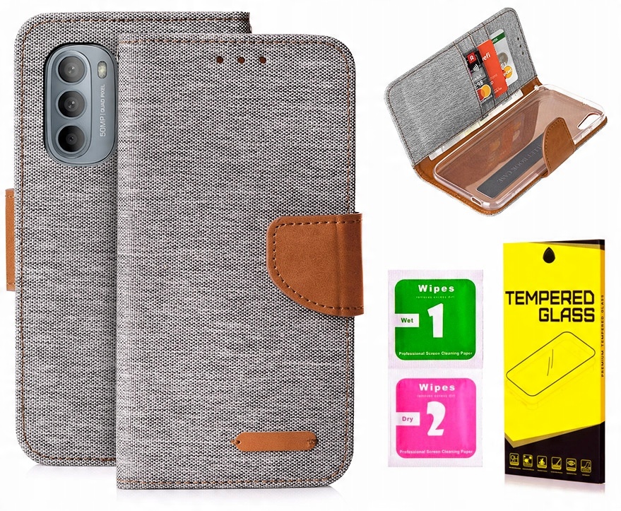

Etui Portfel Canvas Do Motorola Moto G82 5G Szkło