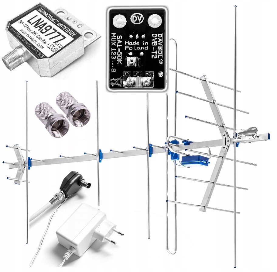 Antena Kierunkowa DVB-T2 Maxi 110cm MUX-8 Pol. Pionowej Filtr Lte 420MHz
