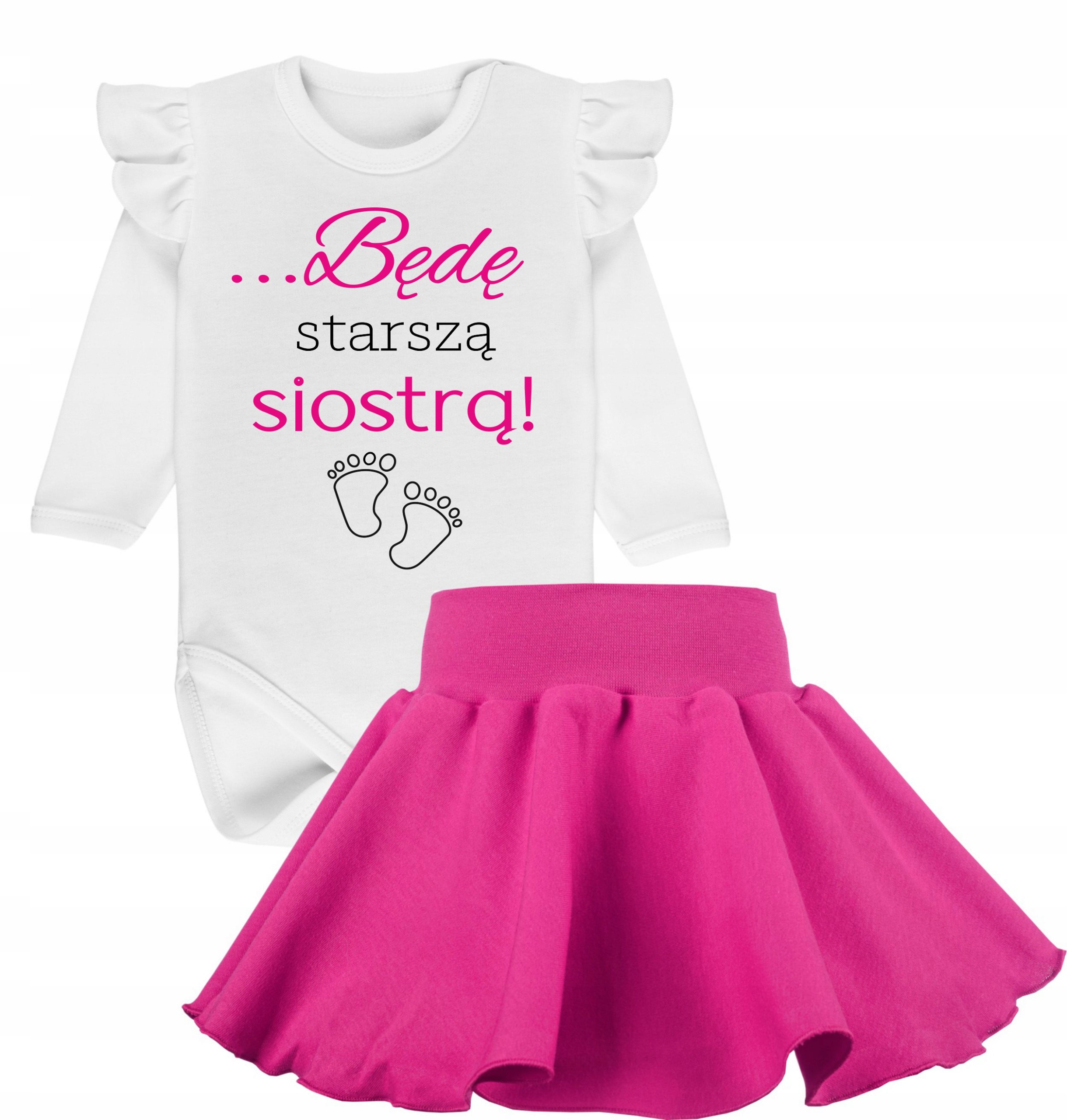 

Komplet Będę starszą siostrą body z falbankami 74