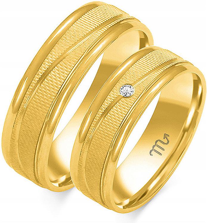 Zlatý snubní prsten pro pár svatba 585, 23 24 25, originální s gravírováním
