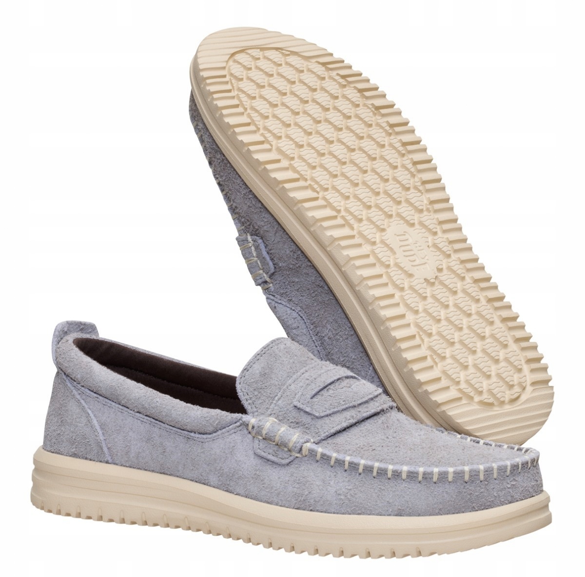 HeyDude Wally Nxt Loafer 43773-1XB šedé kožené mokasíny, polobotky M9 42