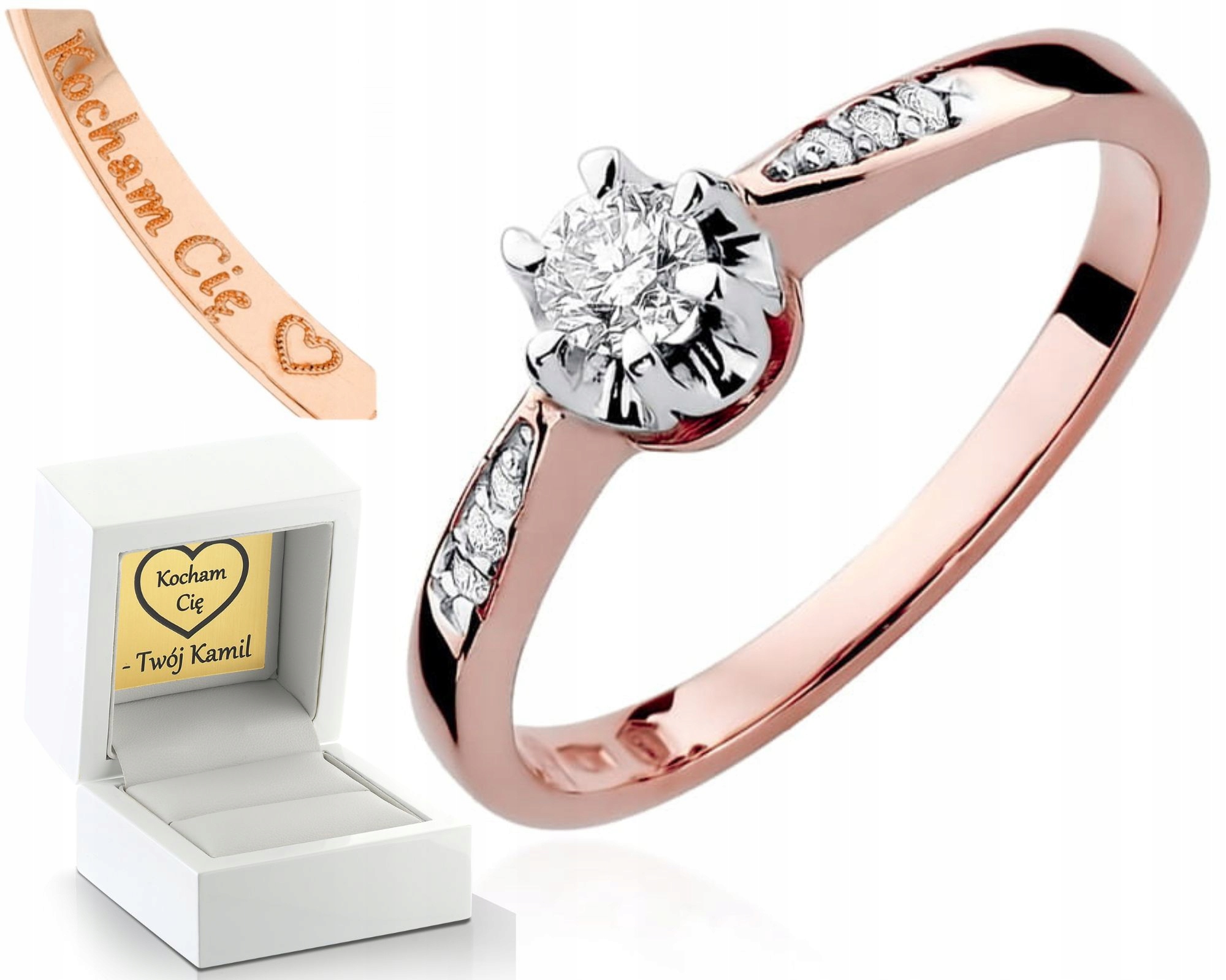 Růžové Zlato Prstýnek Brilianty 0,25 Ct 585