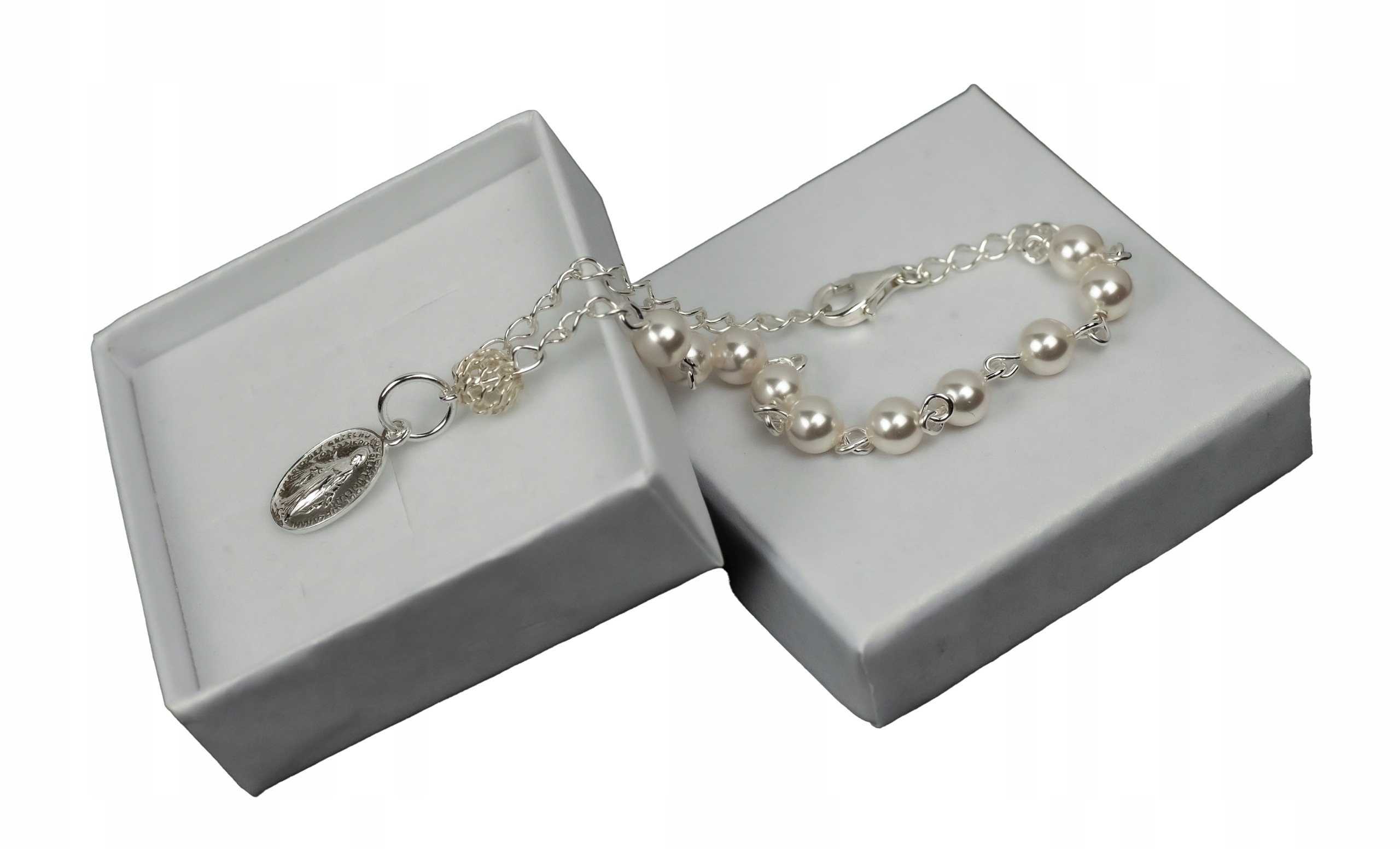 Růženec Swarovski Perly Medalik Náramek Památka Svaté Přijímání Biřmování