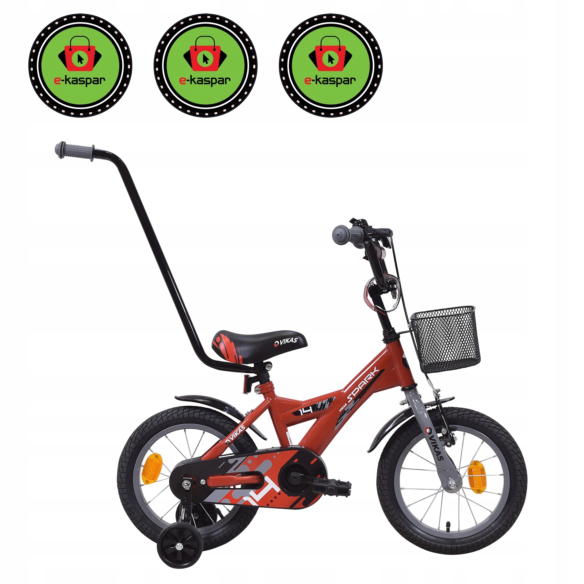 ROWER DZIECIĘCY ROWEREK 14 cali KOSZYK + PROWADNIK GRATIS Materiał ramy stal