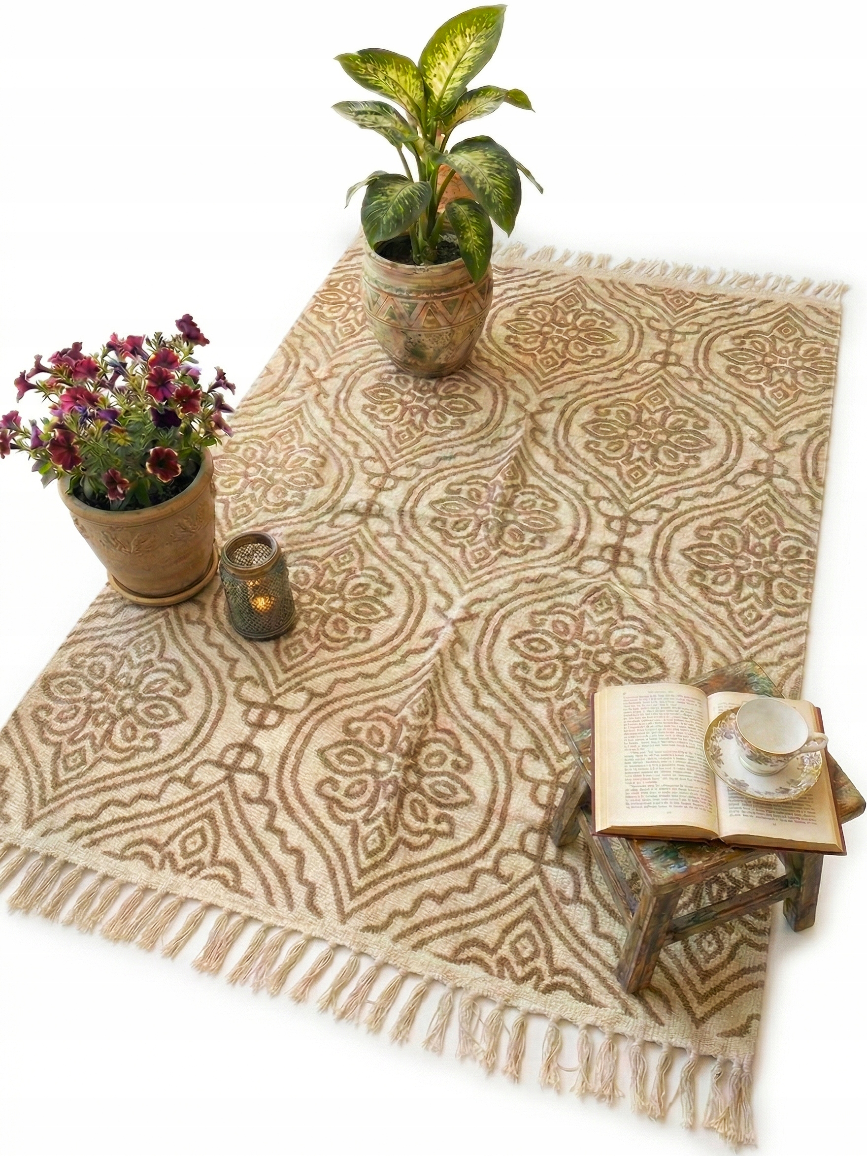 Dywan Duży Boho Z Frędzlami Do Salonu Na Taras Balkon 120x180cm Zewnętrzny