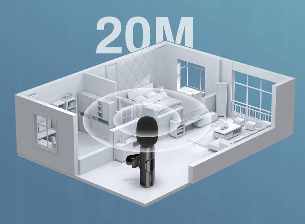 2x BEZPRZEWODOWY MIKROFON KRAWATOWY iPhone iOS Model RX021 Krawatowy iOS Lightning iPhone