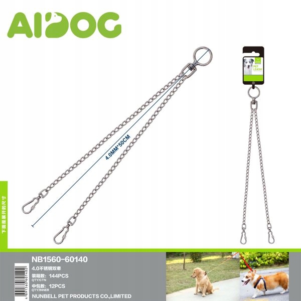 Levně Ocelová Vodítko dvojitá 4.0 mm pro psy – odolná a funkční