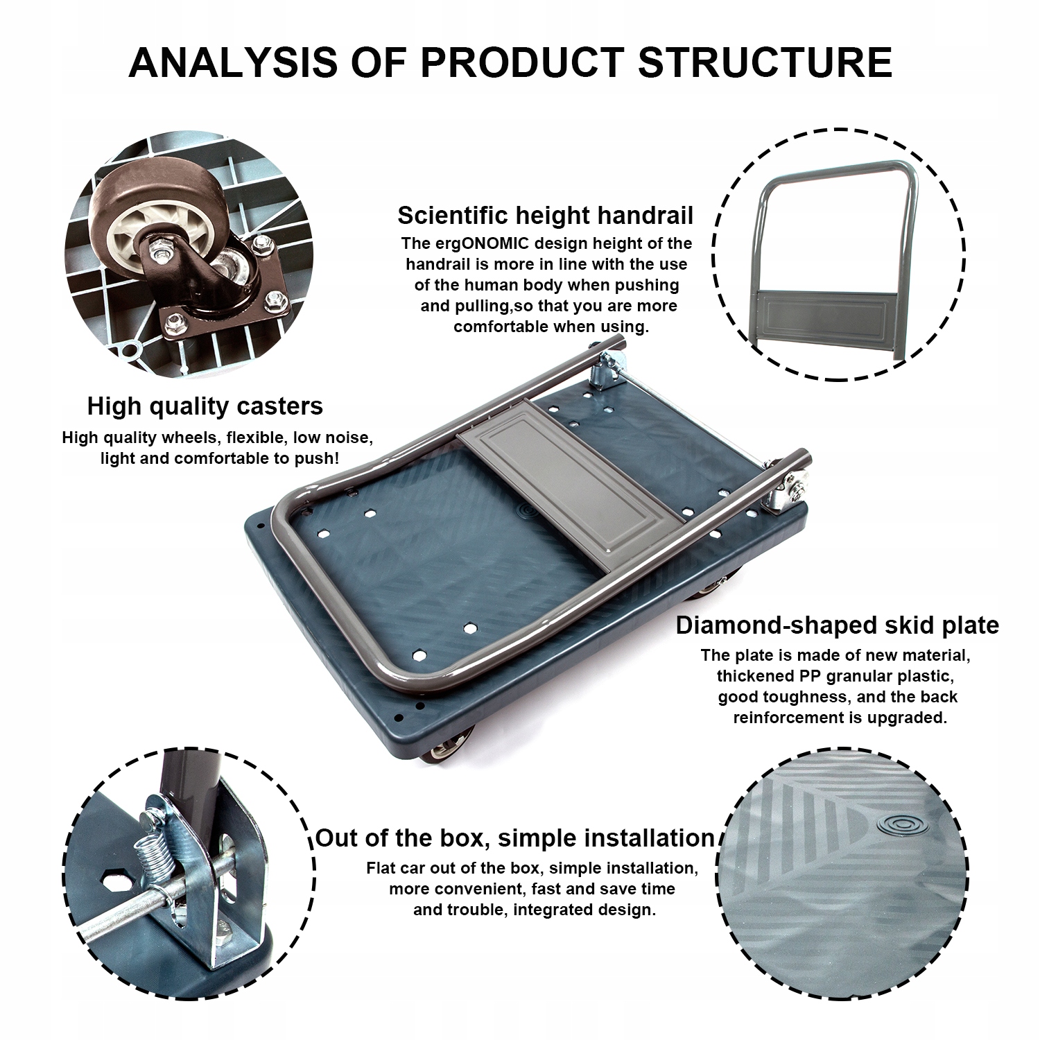WÓZEK PLATFORMOWY TRANSPORTOWY SKŁADANY Szary Marka inny