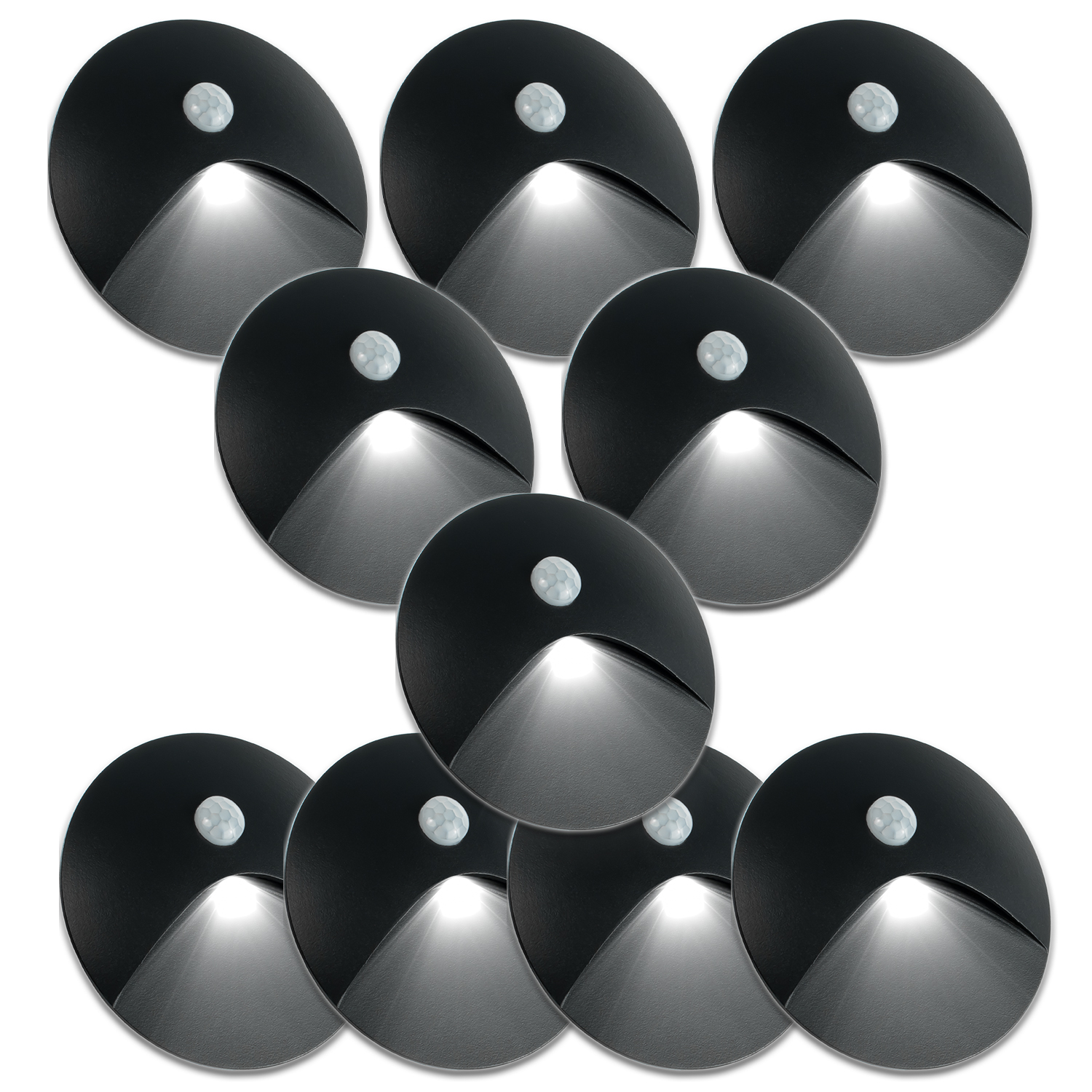 10 X Schodišťová Objímka Z Hliníku, Černá, Osvětlení Schodů, Světlo Na Schody