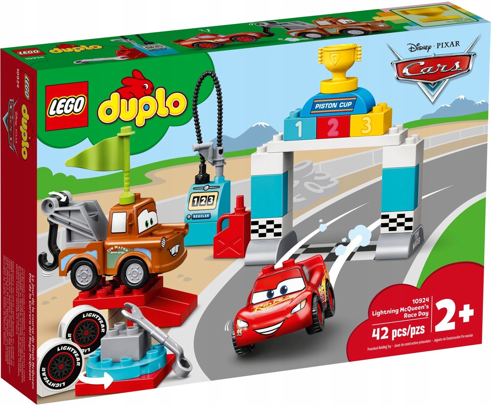 Lego Duplo 10924 Zygzak McQueen na wyścigach Złomek puchar warsztat