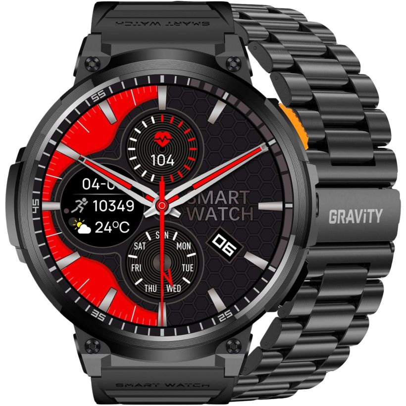 Pánsky Smartwatch Gravity GT23-1 Čierny S Sms Rozhovormi Baterka Sms Sada
