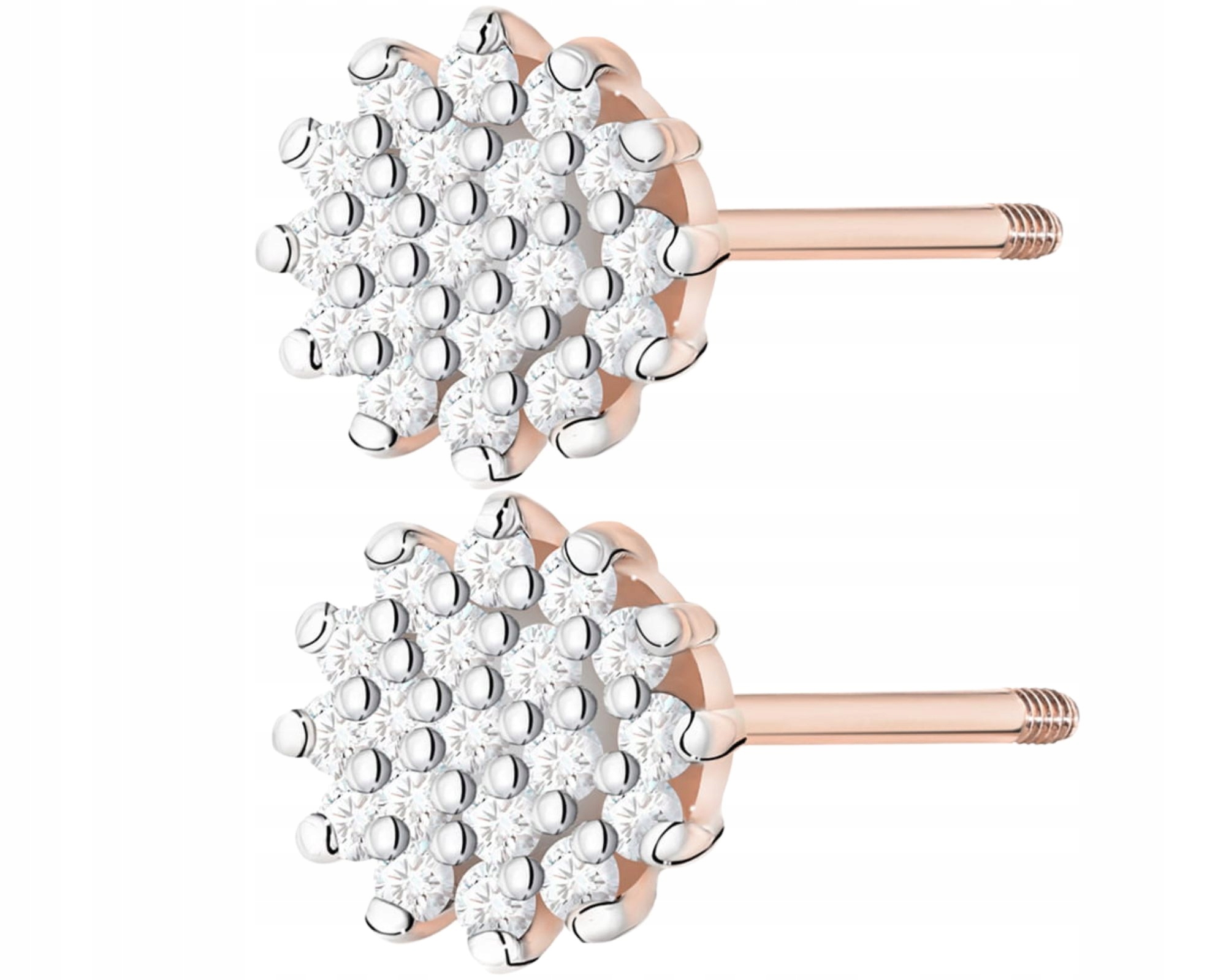 Růžové Zlato Náušnice S Brilianty Na Šroubovacím Nástavci Zlato 585 Dárek