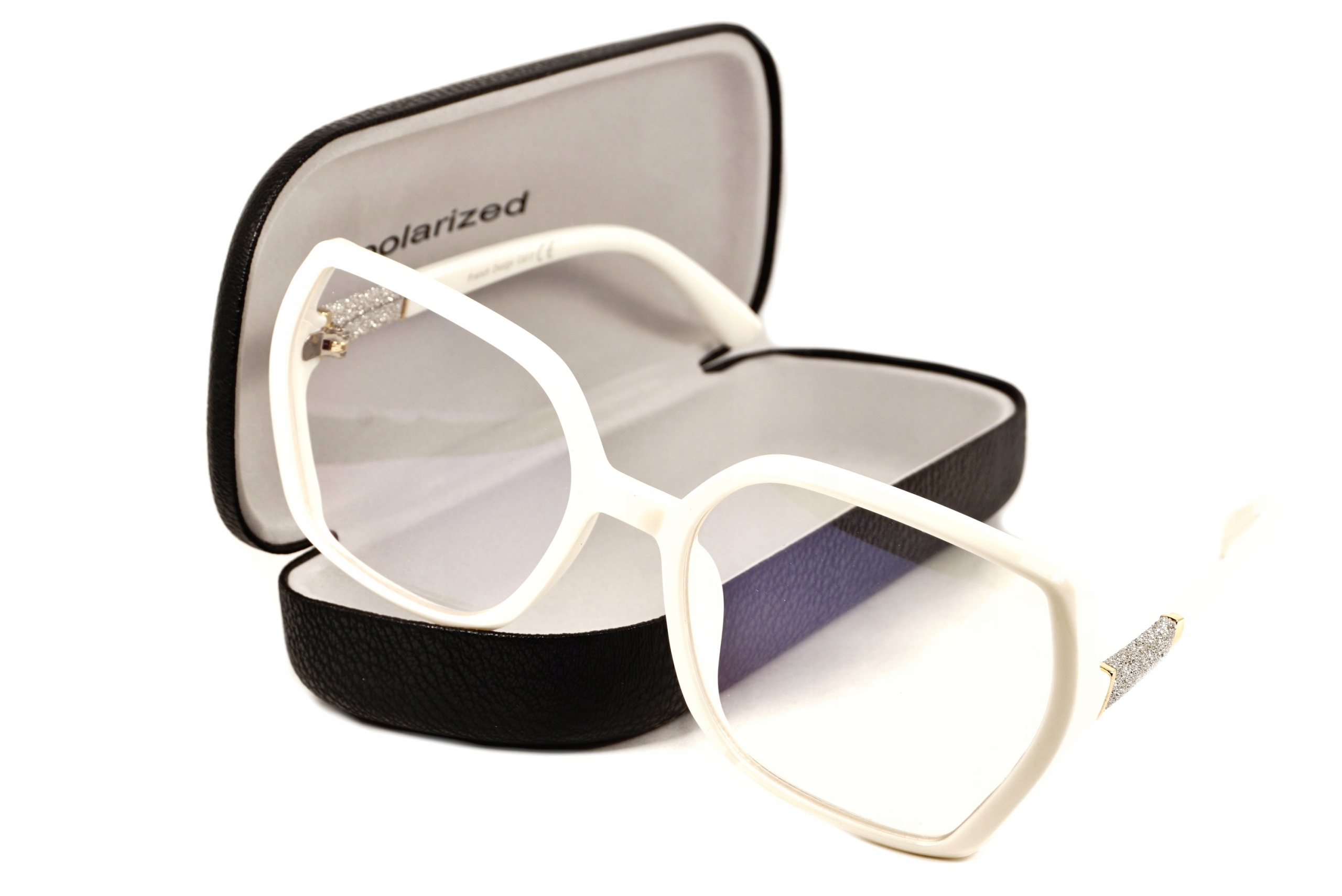 DUŻE DAMSKIE BIAŁE OKULARY ZERÓWKI DO KOMPUTERA Marka PolarZONE