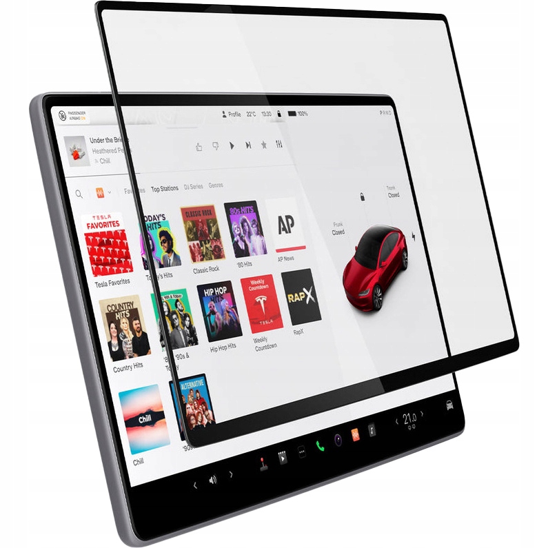 Tvrdené sklo s čiernym rámom Spigen pre Tesla Model 3 2024, matná povrchová úprava