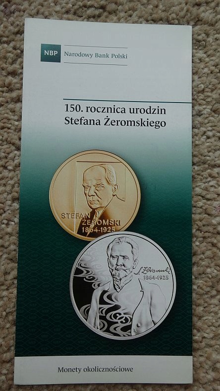 Folder 10 zł 2014,STEFAN ŻEROMSKI,stan I