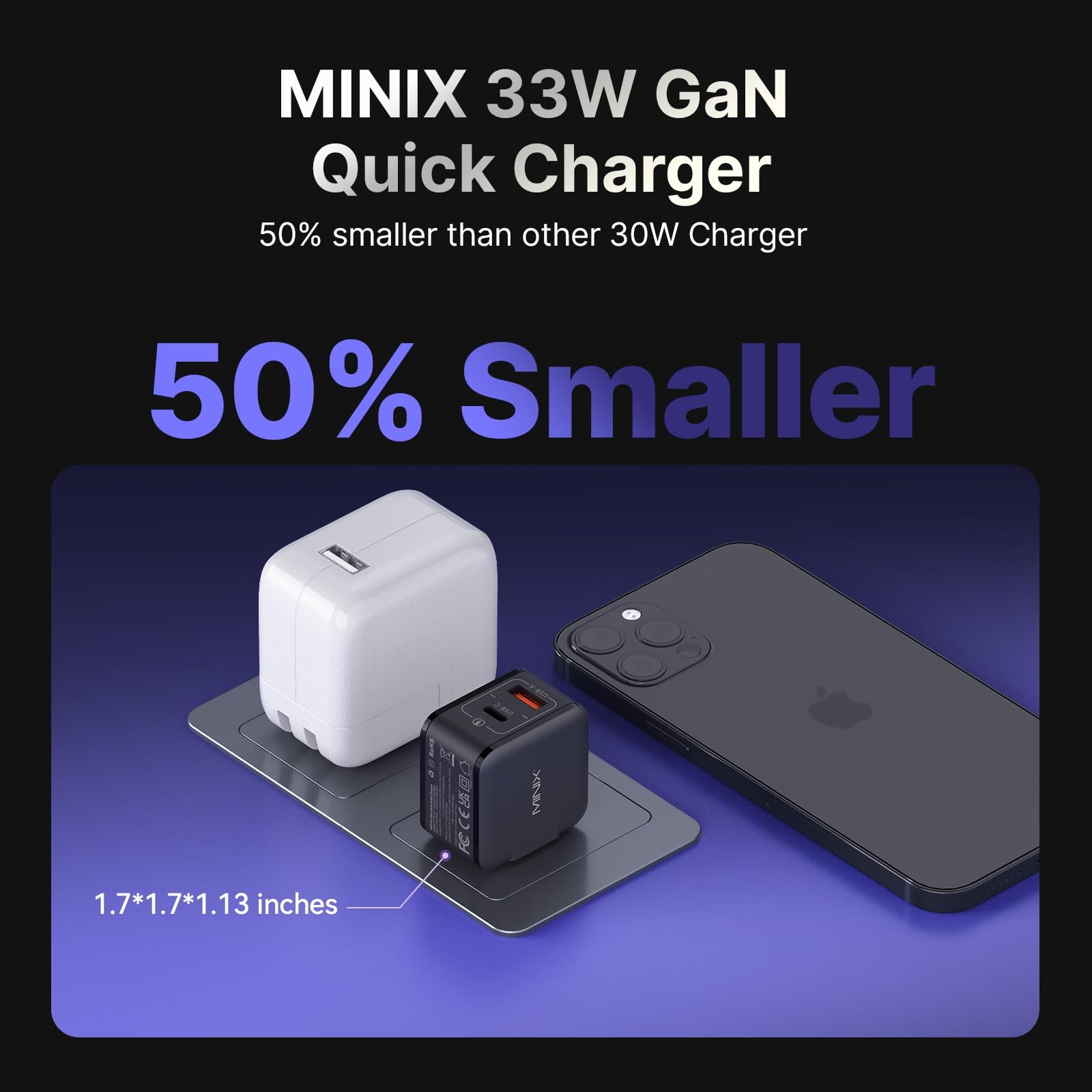 MINIX NEO P1 Mini 33W GaN Ładowarka USB-C i USB-A — miniatura 5
