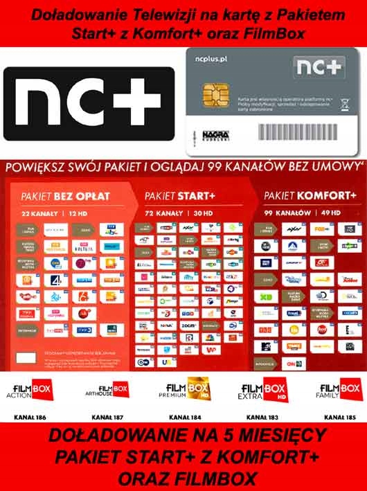 DOŁADOWANIE KART START+ Z KOMFORT+ I FILMBOX NA 5 MIESIĘCY