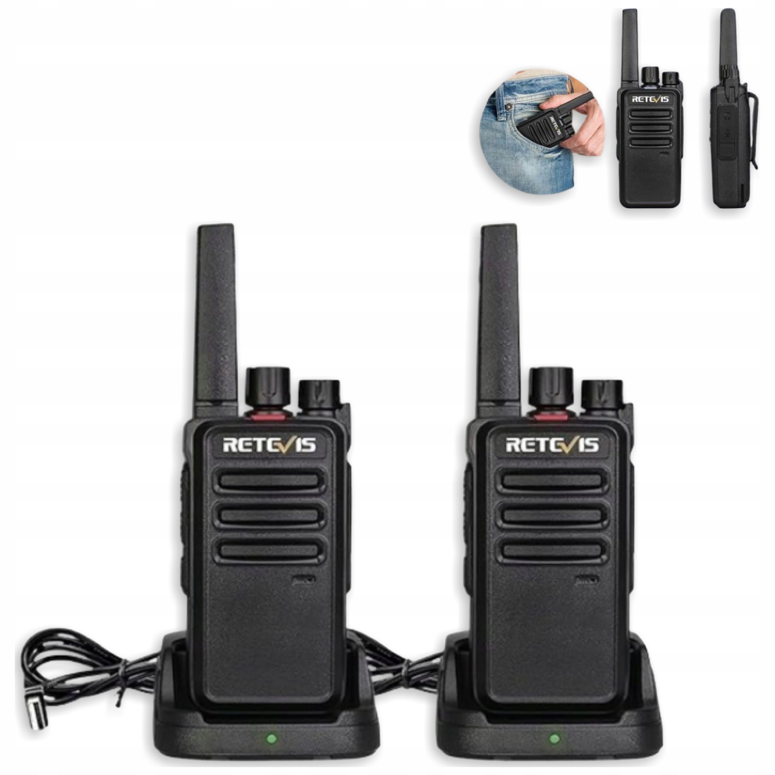 Krótkofalówki PMR446 16 Kanałów Zestaw 2 Szt Z Akumulatorem Słuchawkami