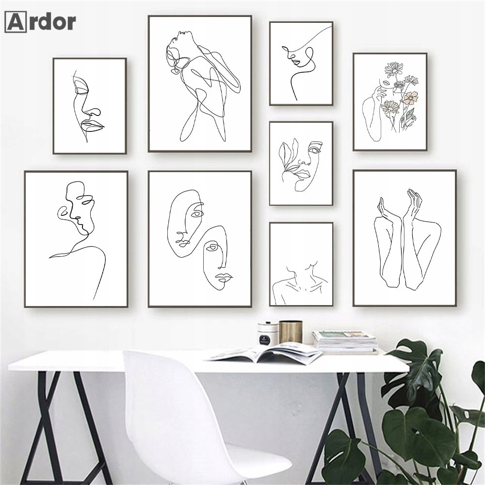 Abstract Line Prints Female Body Wall Poster Marka bez marki