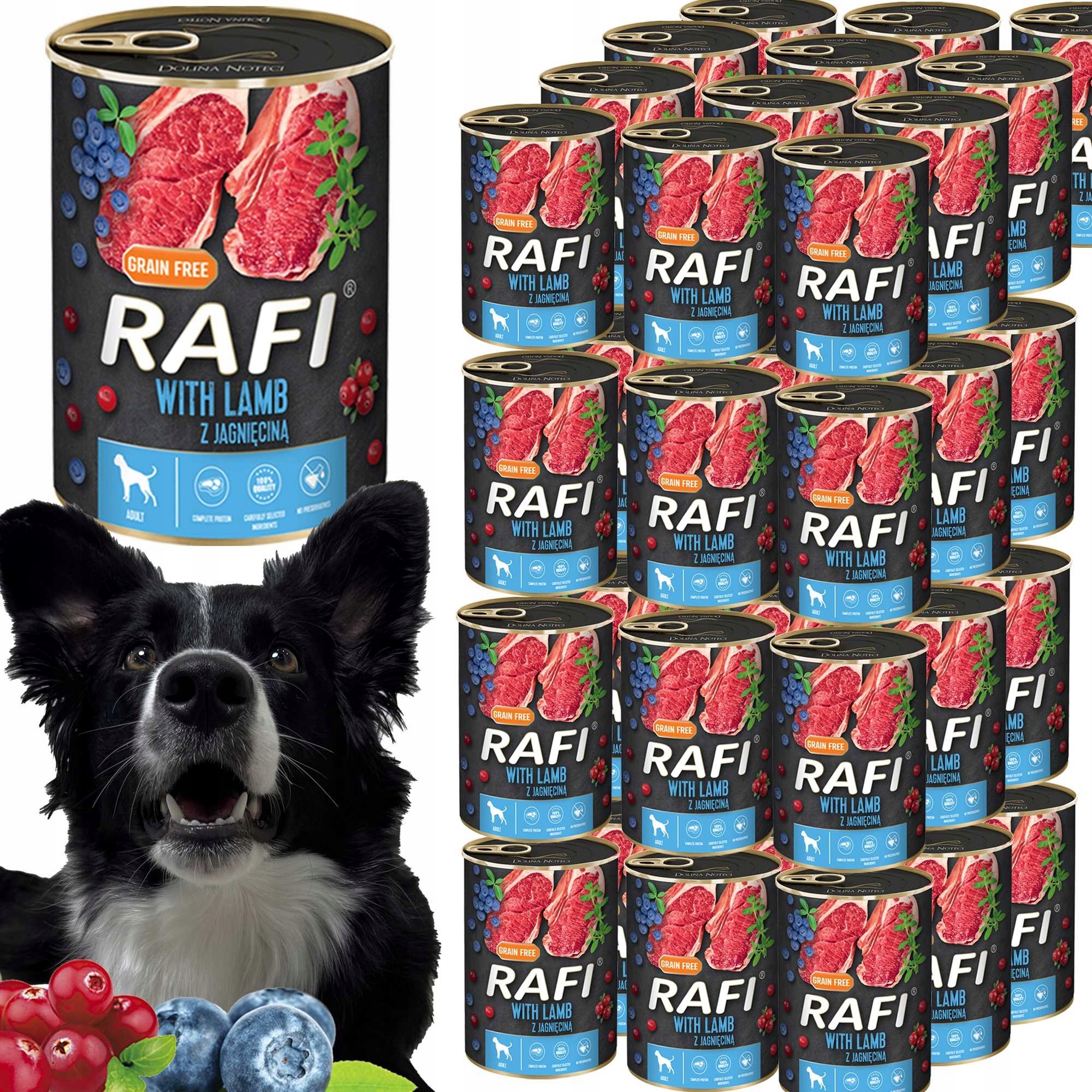 Levně Rafi Krmivo Mokré Pro Psa Jehněčí Borůvka Brusinky Plechovka 400G Zdravá