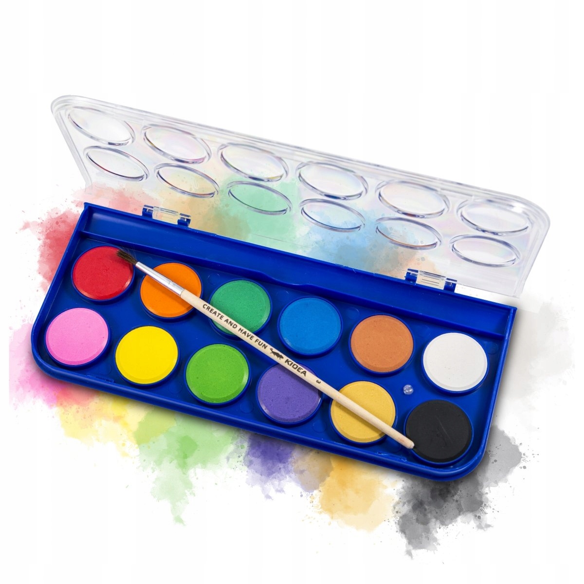 Farby Akwarelowe Szkolne Wodne 12 Kolorów Kidea FA12KKA Kolor Wielokolorowy