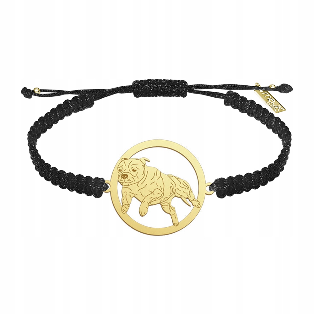 Zlatý náramek Stafordšírský bulteriér 925 Makramé Gravírování Bonus