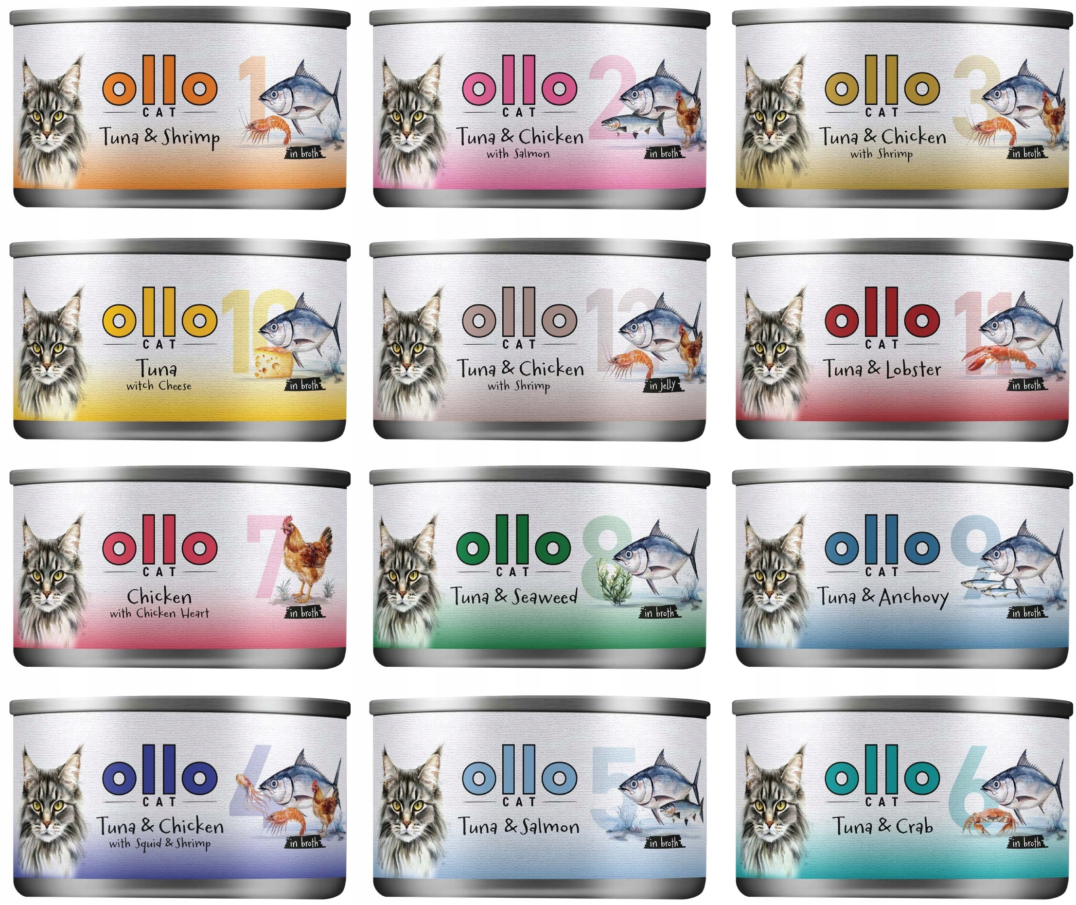 Ollo Cat karma dla kota bez zbóż hipoalergiczna mix smaków 24x70g