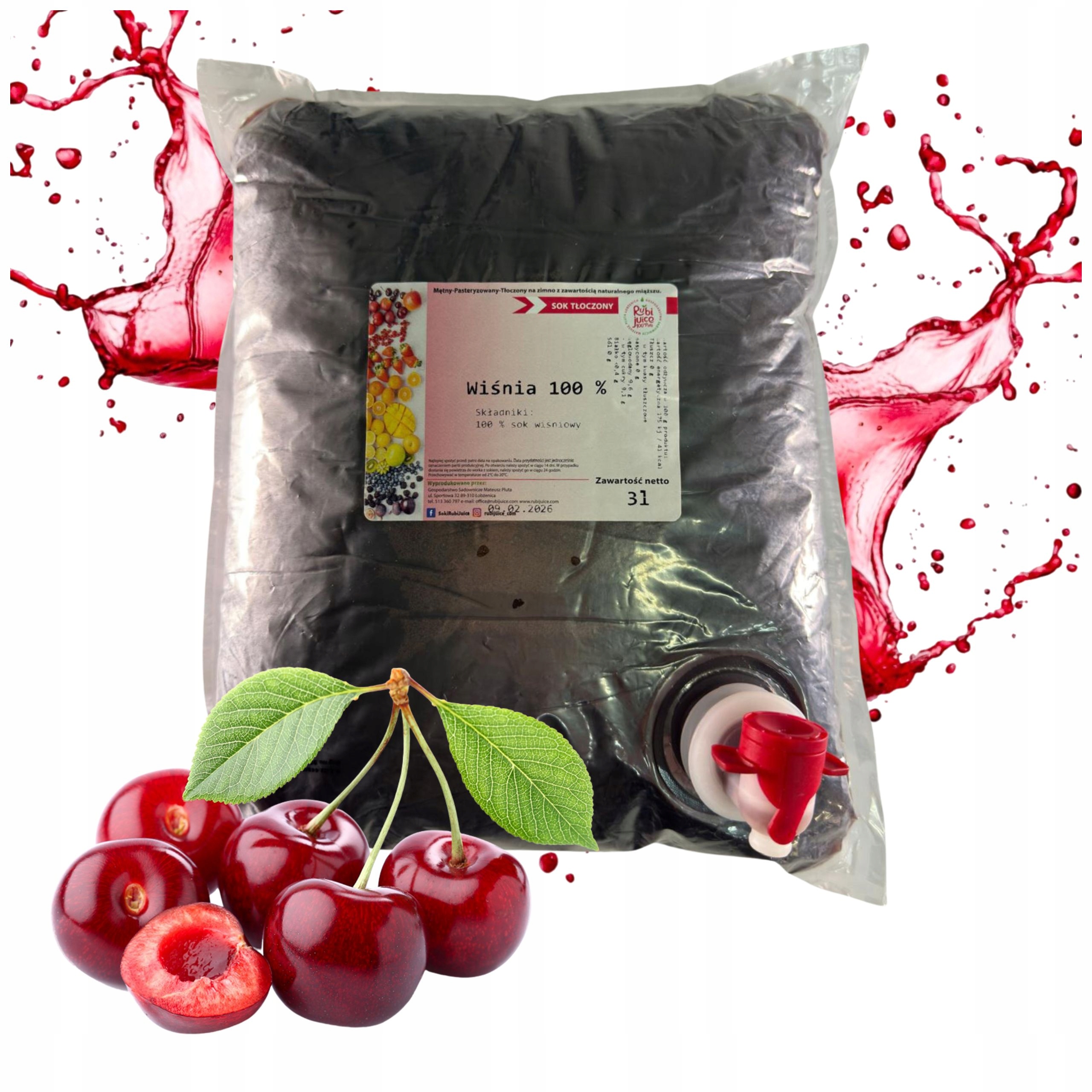 Levně Šťáva lisovaná 3 l 100% Nfc z třešní, přírodní višeň bez přidaného cukru