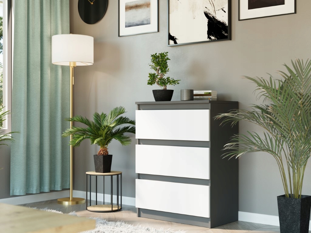 Modna DUŻA KOMODA 3 SZUFLAD SZAFKA PL R-3 ANTRACYT MIX