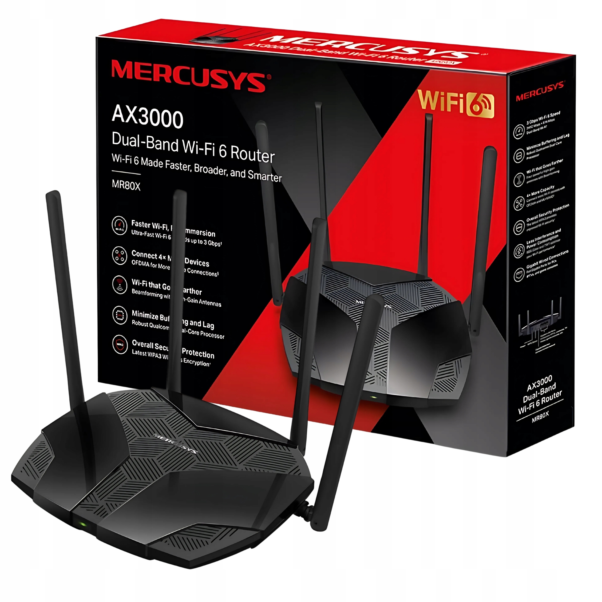 Router Wifi Sieciowy Bezprzewodowy Mercusys WIFI6 AX3000 5GHZ Dual-band
