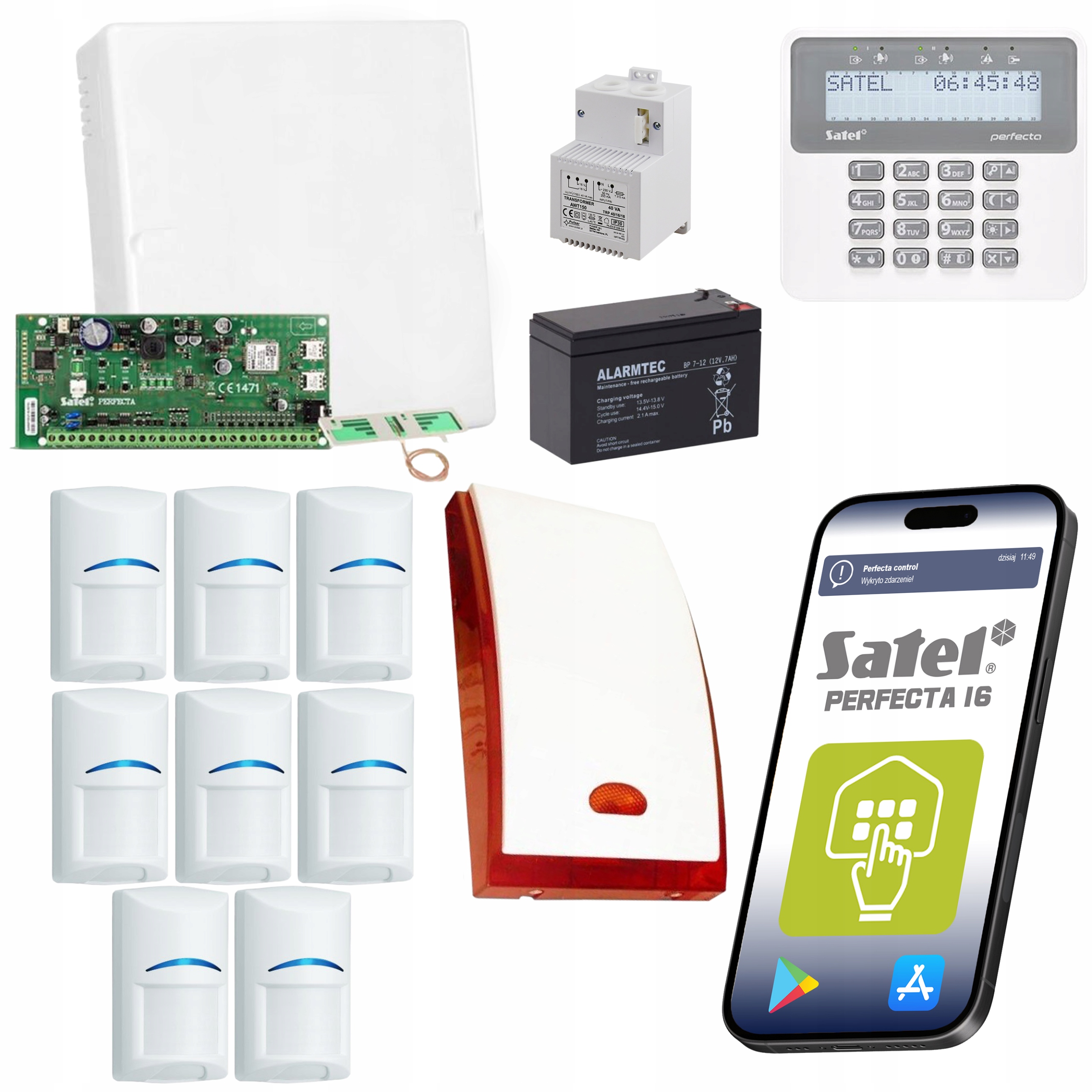 System Alarmowy Do Domu 8 Czujek Bosch Profesjonalny Gsm Alarm Satel