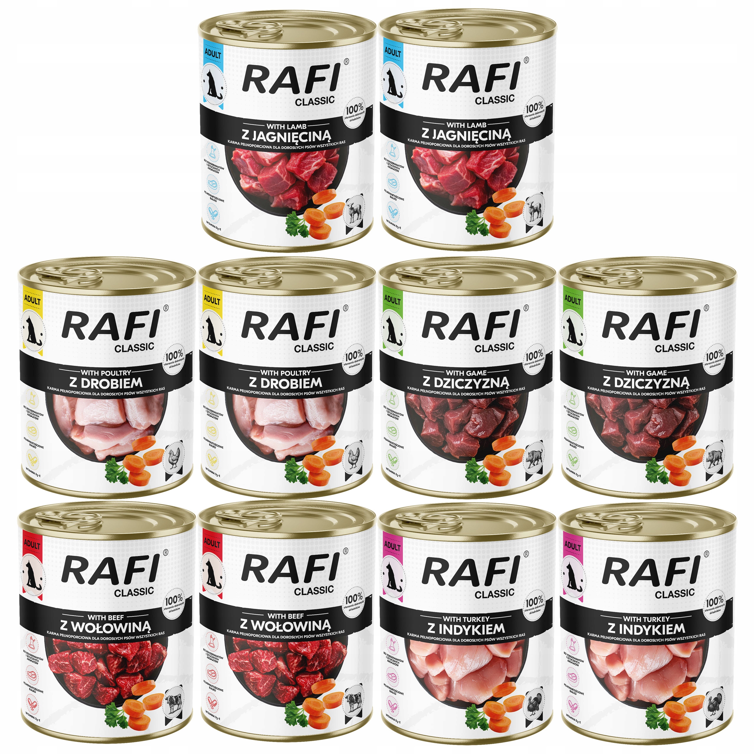 Levně Dolina Noteci Rafi Classic krmivo pro psy mix chutí 10 x 800 g