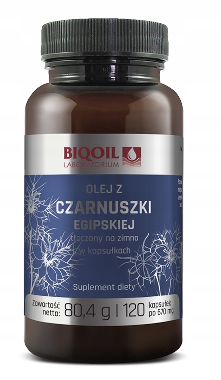 OLEJ Z CZARNUSZKI EGIPSKIEJ TŁOCZONY NA ZIMNO (670 mg) 120 KAPSUŁEK - BIO