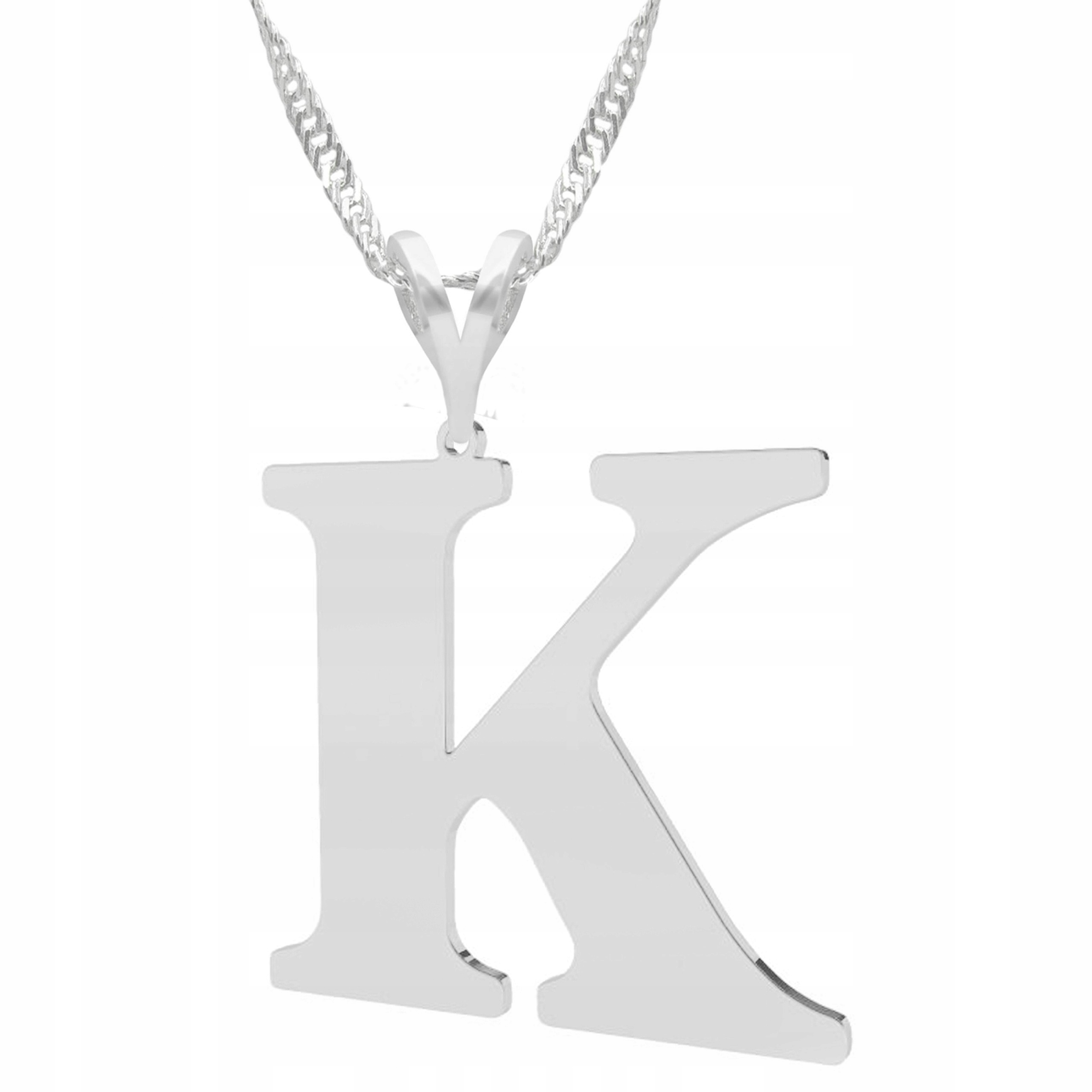 Stříbrný náhrdelník s písmenem K Písmeno Abeceda Iniciál Jméno Stříbro 925