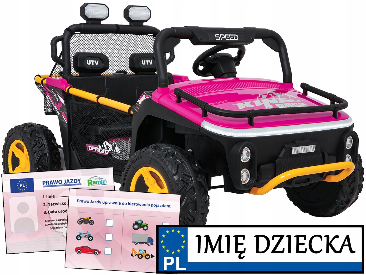 Auto Dla Dzieci na akumulator Buggy Utv Speed piankowe koła Imienna Tablica
