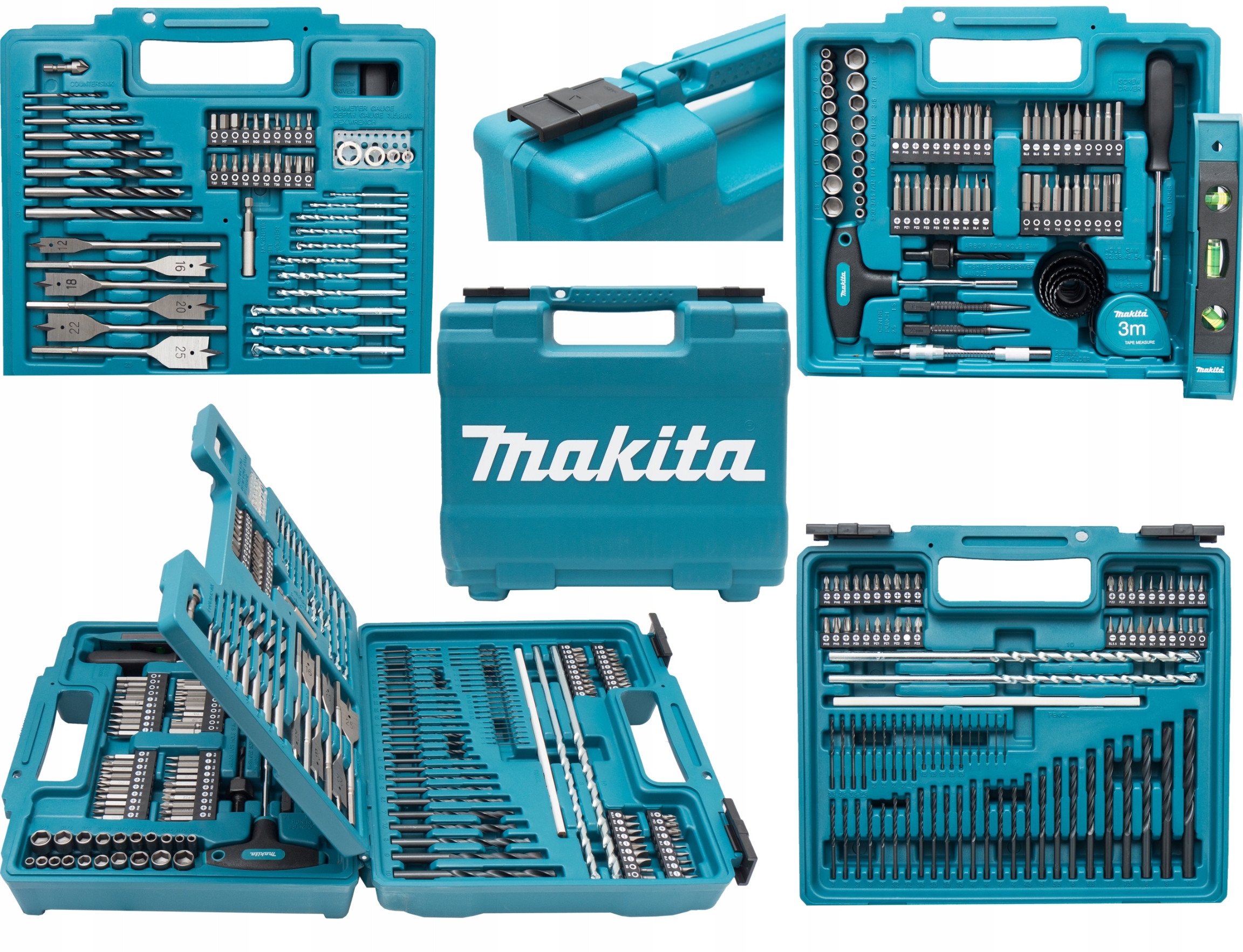 Zestaw Wiertła Bity Otwornice Klucze 212 Sztuk Makita E-06270