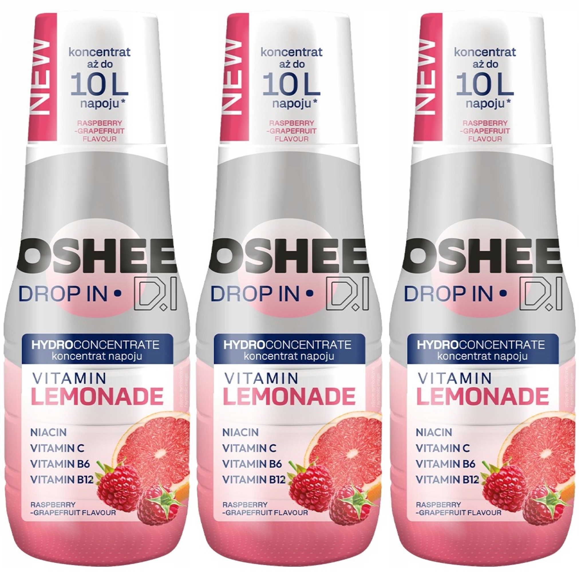 3X Sirup Oshee Drop Vitamin Limonáda Malina Grapefruit Do Saturátoru 500 ML