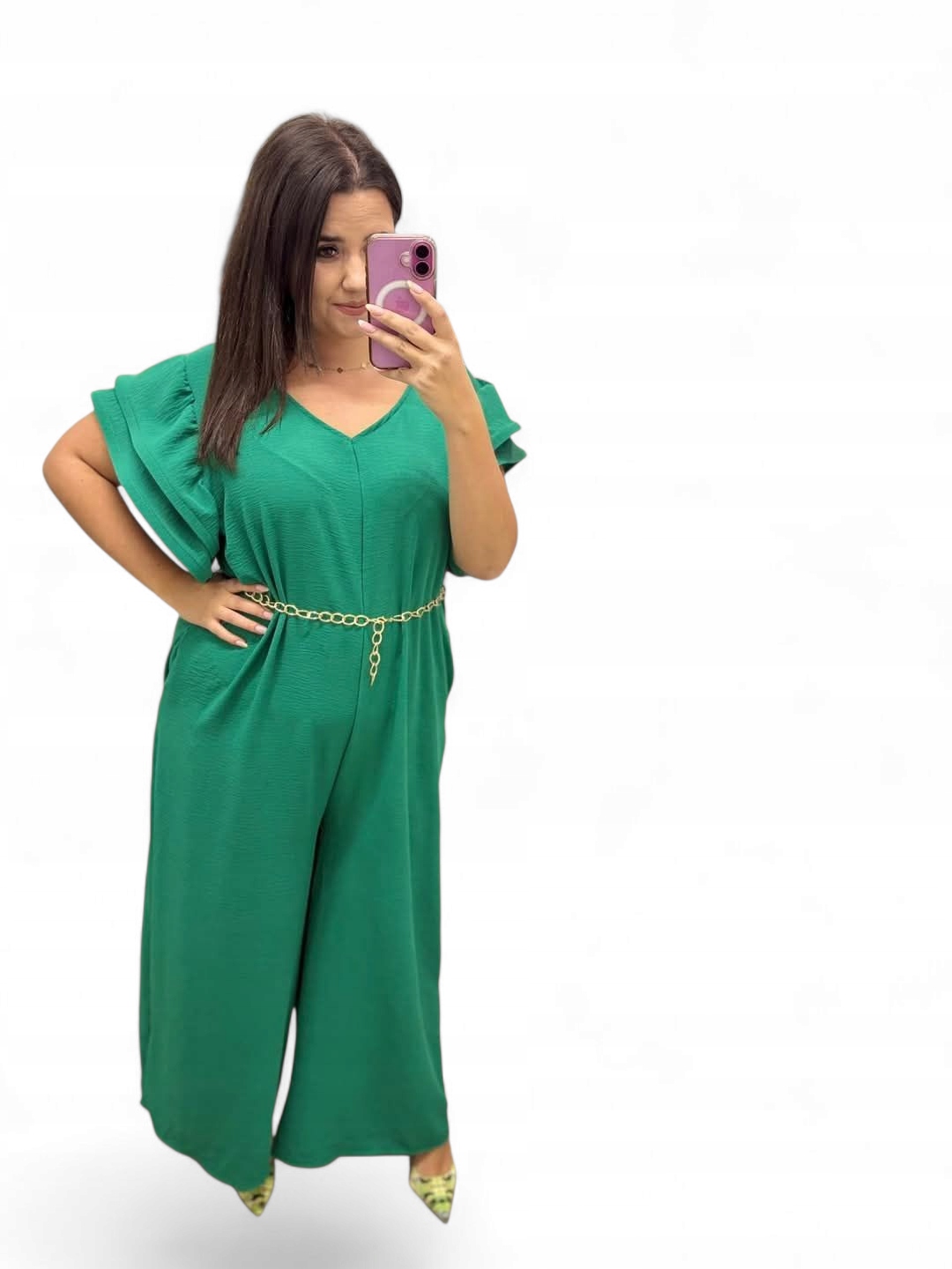 Kombinéza se širokými nohavicemi zelená plus size 46/48/50