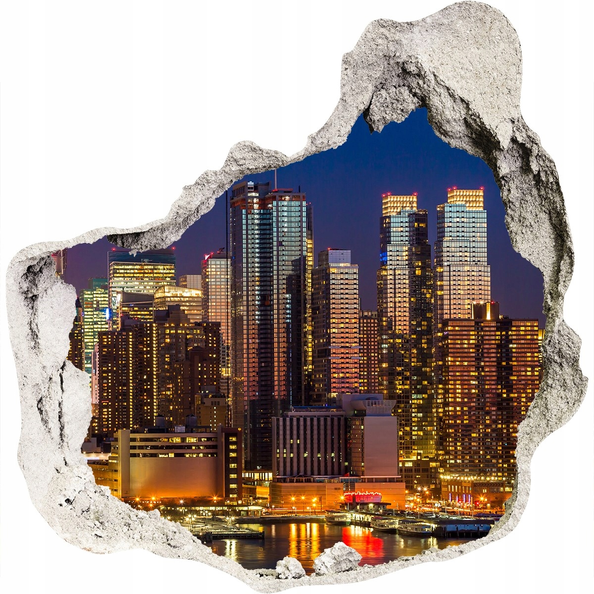 

Fototapeta dziura na ścianę 3d Manhattan nocą