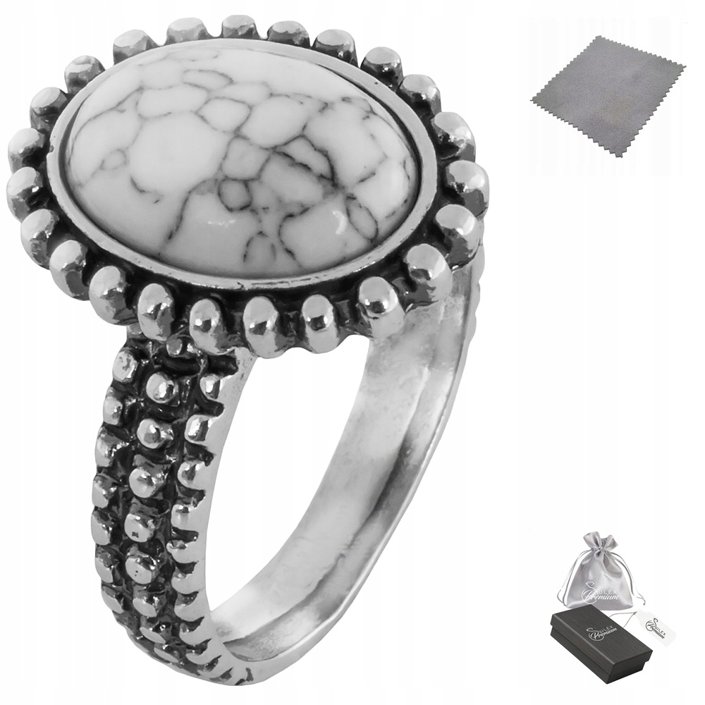 Prstýnek ryzost 925 Elegantní s přírodním howlitem Dárek vel. 23