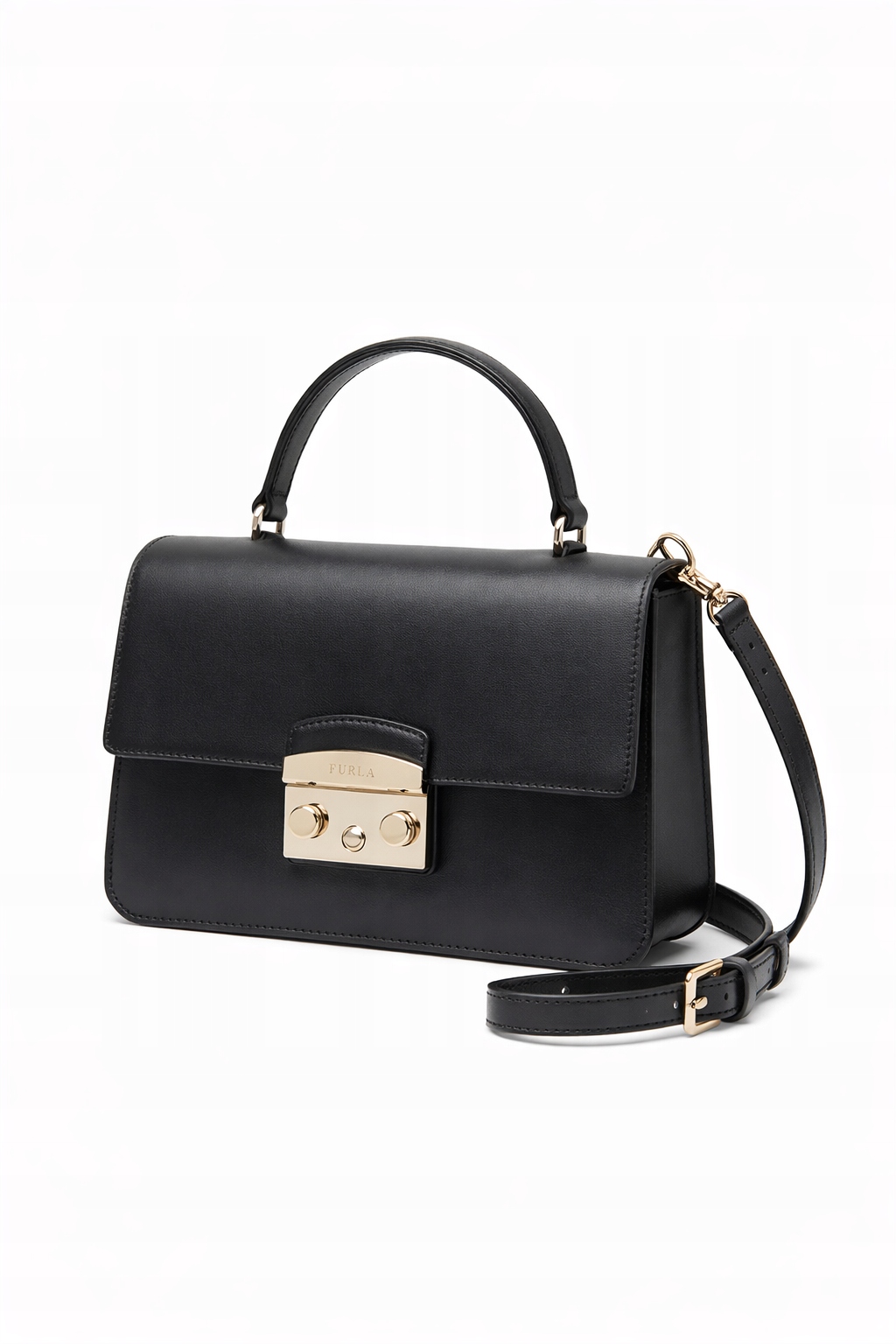 Furla Černý Kufřík Z Přírodní Kůže S Kovovou Sponou 1 I3B