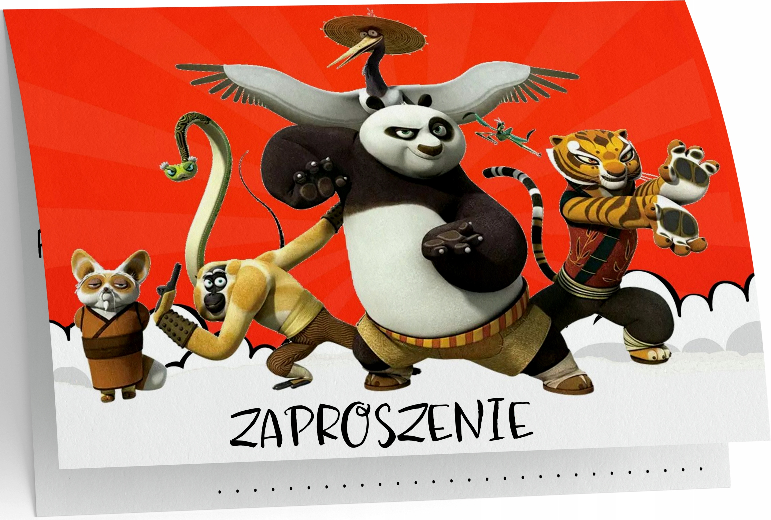 ZAPROSZENIE KUNG FU PANDA ZAPROSZANIA URODZINOWE 20x15cm WIELE WZORÓW