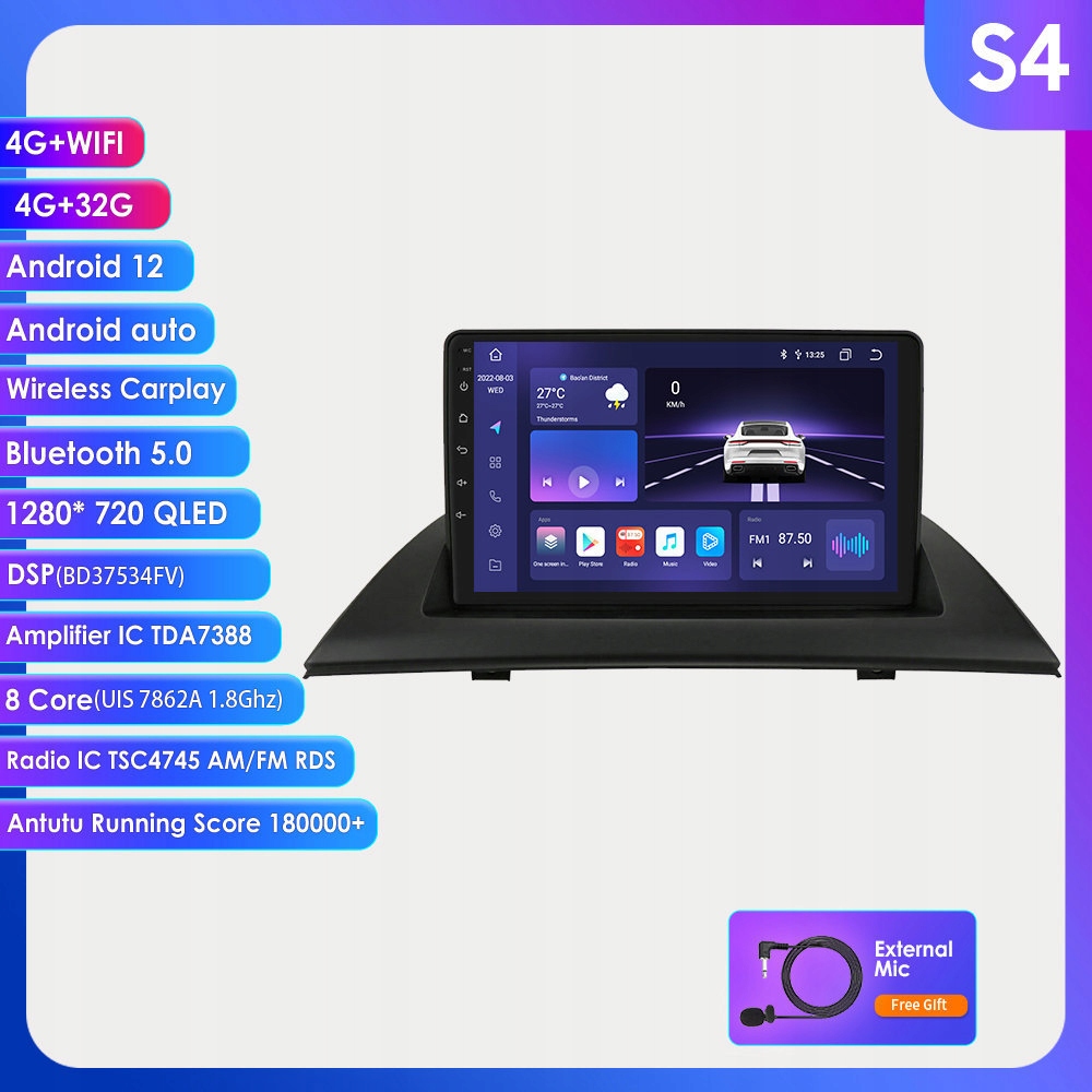 RADIO NAWIGACJA CARPLAY GPS ANDROID BT USB BMW X3 E83 2003-2010 4GB 32GB