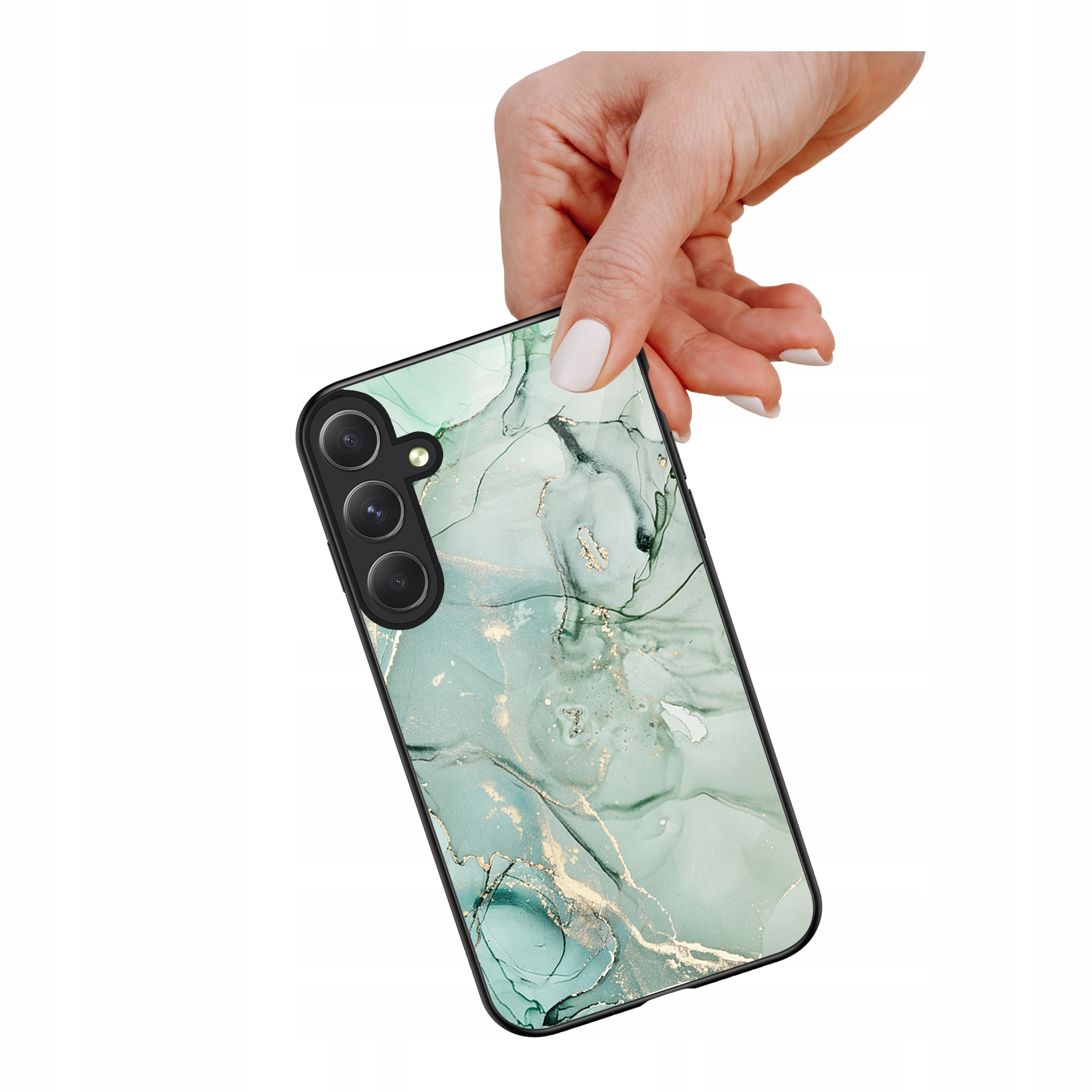 Etui szklane ceramiczne do Samsung Galaxy S25 Fe Marmur pistacja