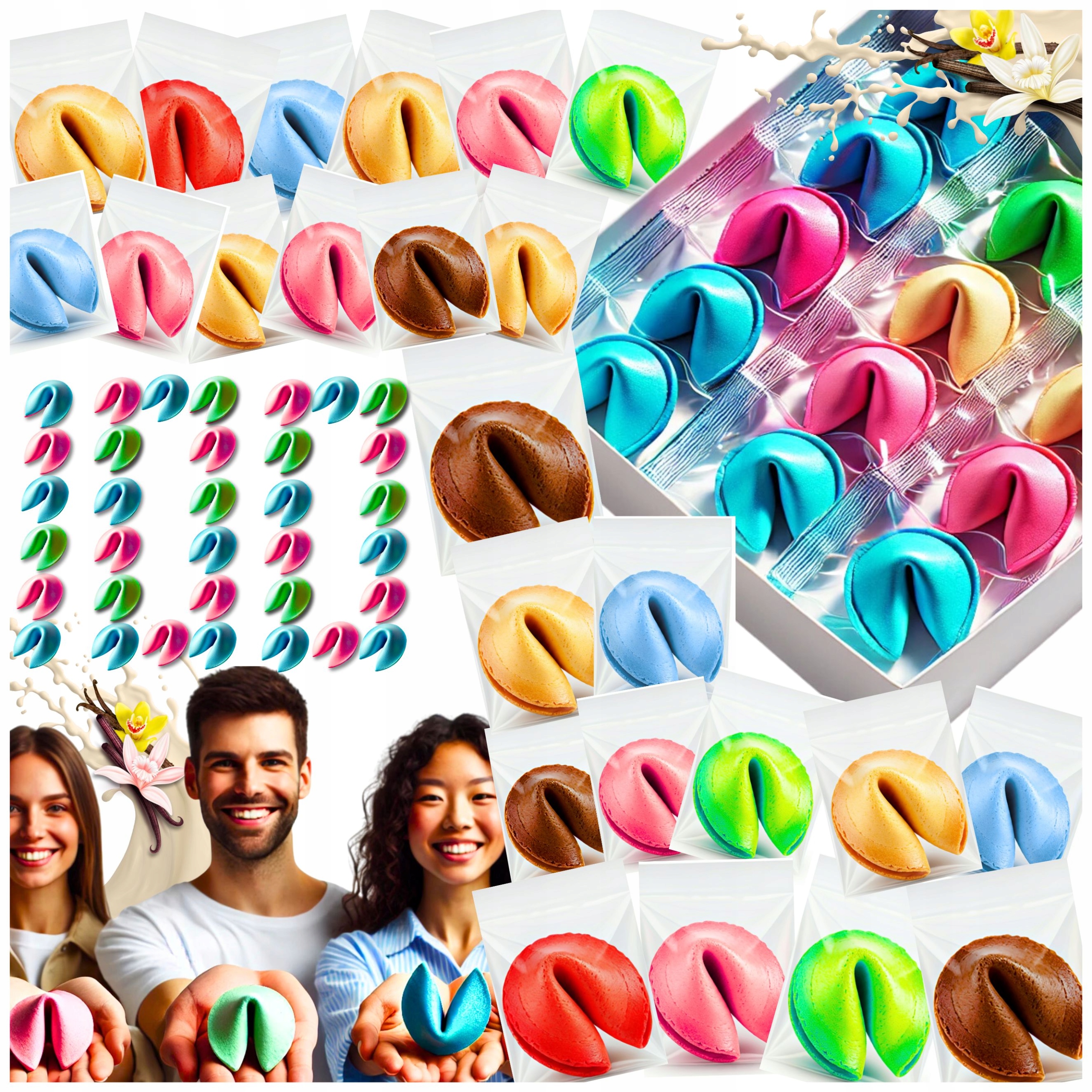 Barevné Sušenky s věštbou Narozeniny Svatba Dárek MIX Poděkování 100ks